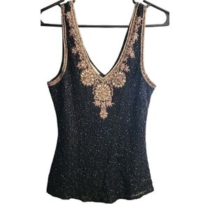 Stenay Top, Size 12, Black beaded and sequened
